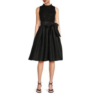 Jessica Howard Womens Midi Dress 10 Petite Sequin Taffeta NWT